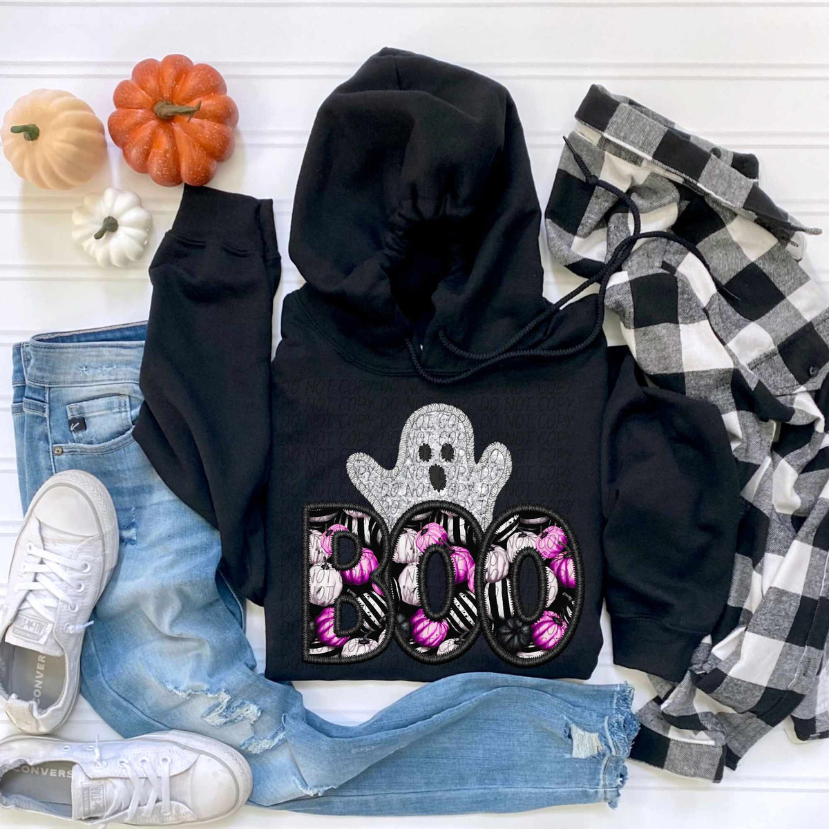 Boo black outline pink pumpkins GHOST (CITY) 55918 DTF transfer