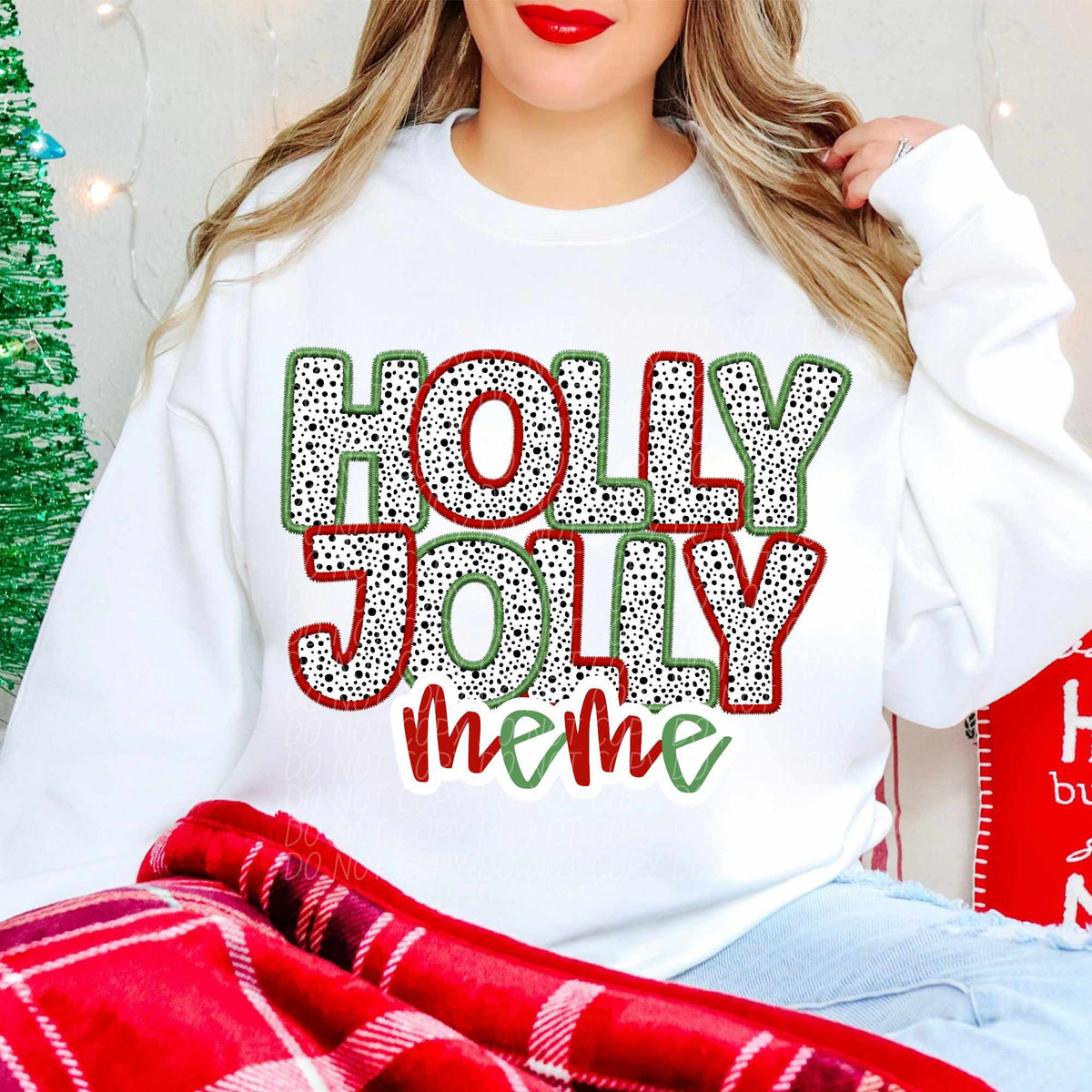Holly jolly meme Dalmatian filled (CITY) 65070 DTF transfer