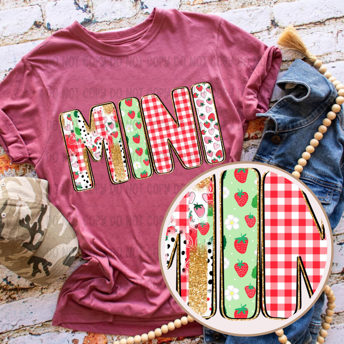 Mini strawberry patterned (Revel) 92555 DTF transfer