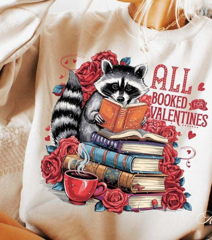 All booked for valentines raccoon 75885 DTF transfer