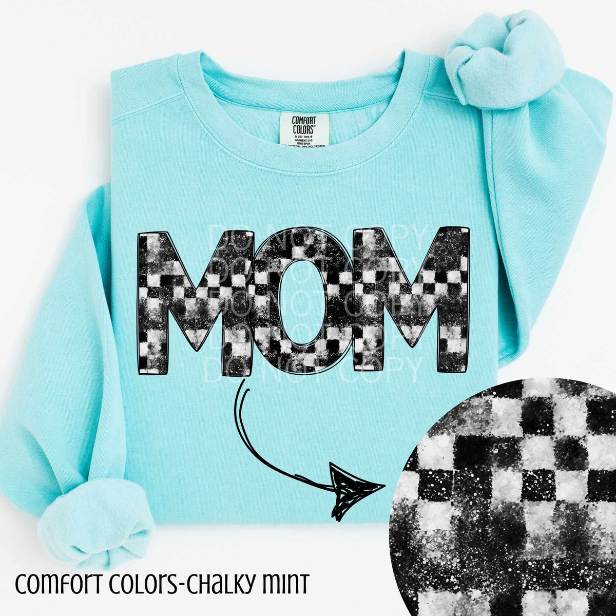 Mom checkered and glitter (CSG) 84235 DTF transfer