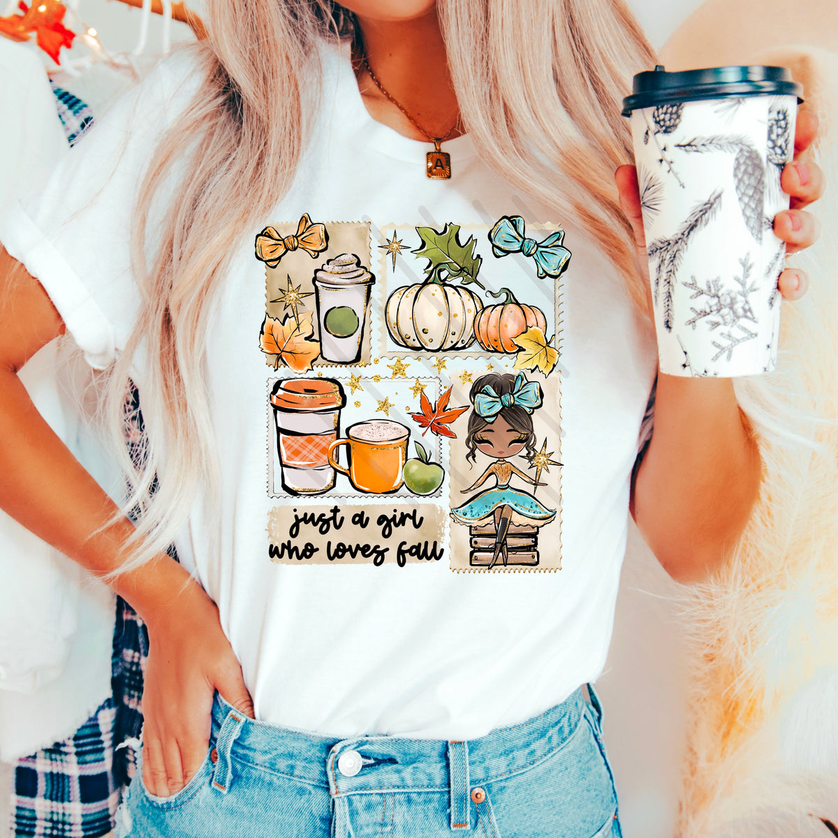 Just a girl who loves fall darker skin tons stamps DTF transfer