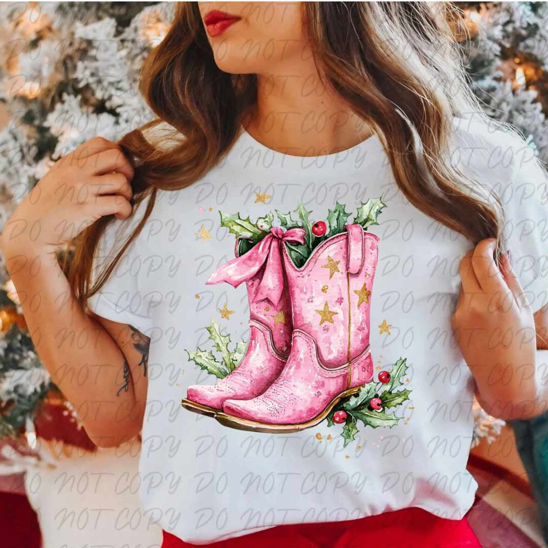 Pink cowgirl boots (vintage) 67385 DTF transfer