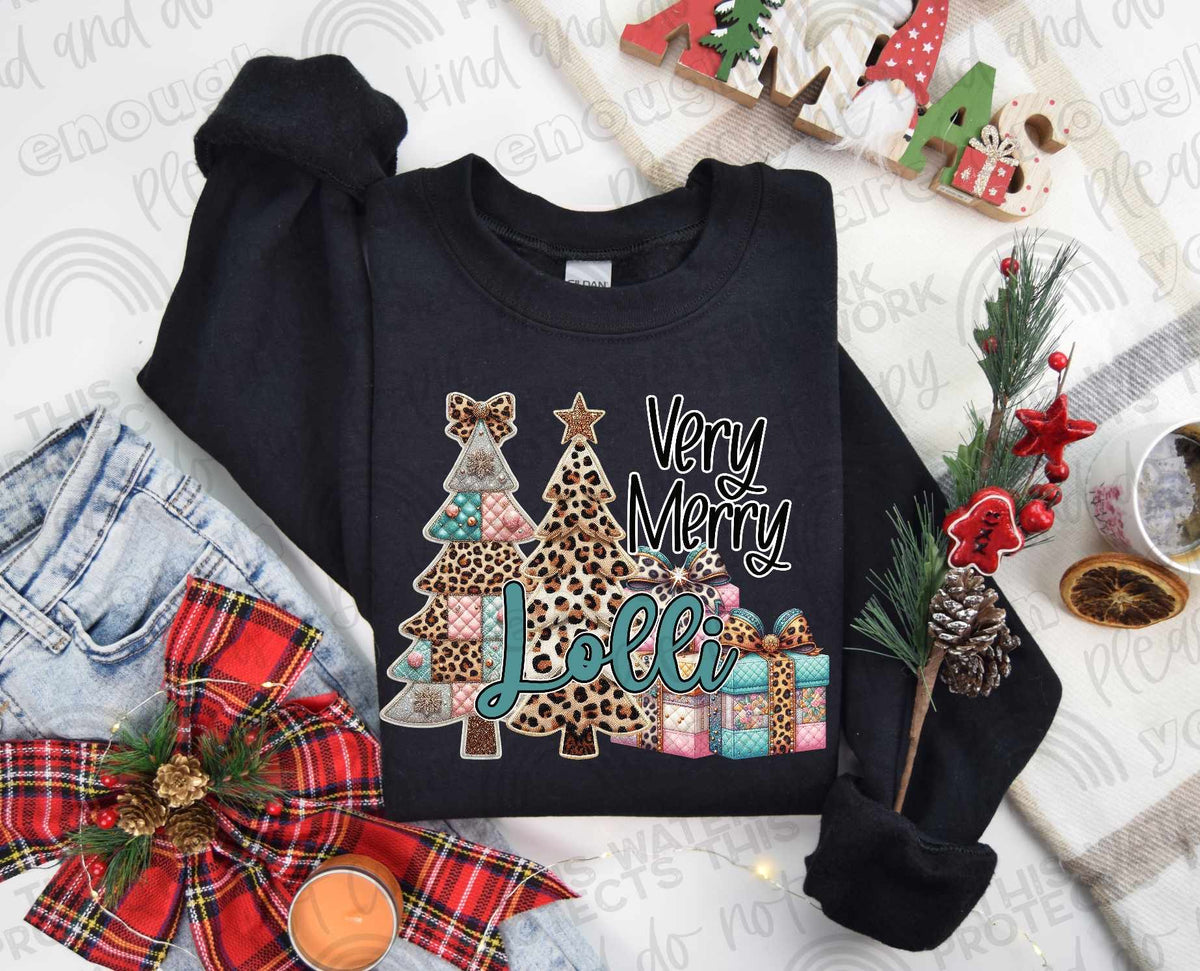 Very merry lolli patterned trees 64895 DTF transfer