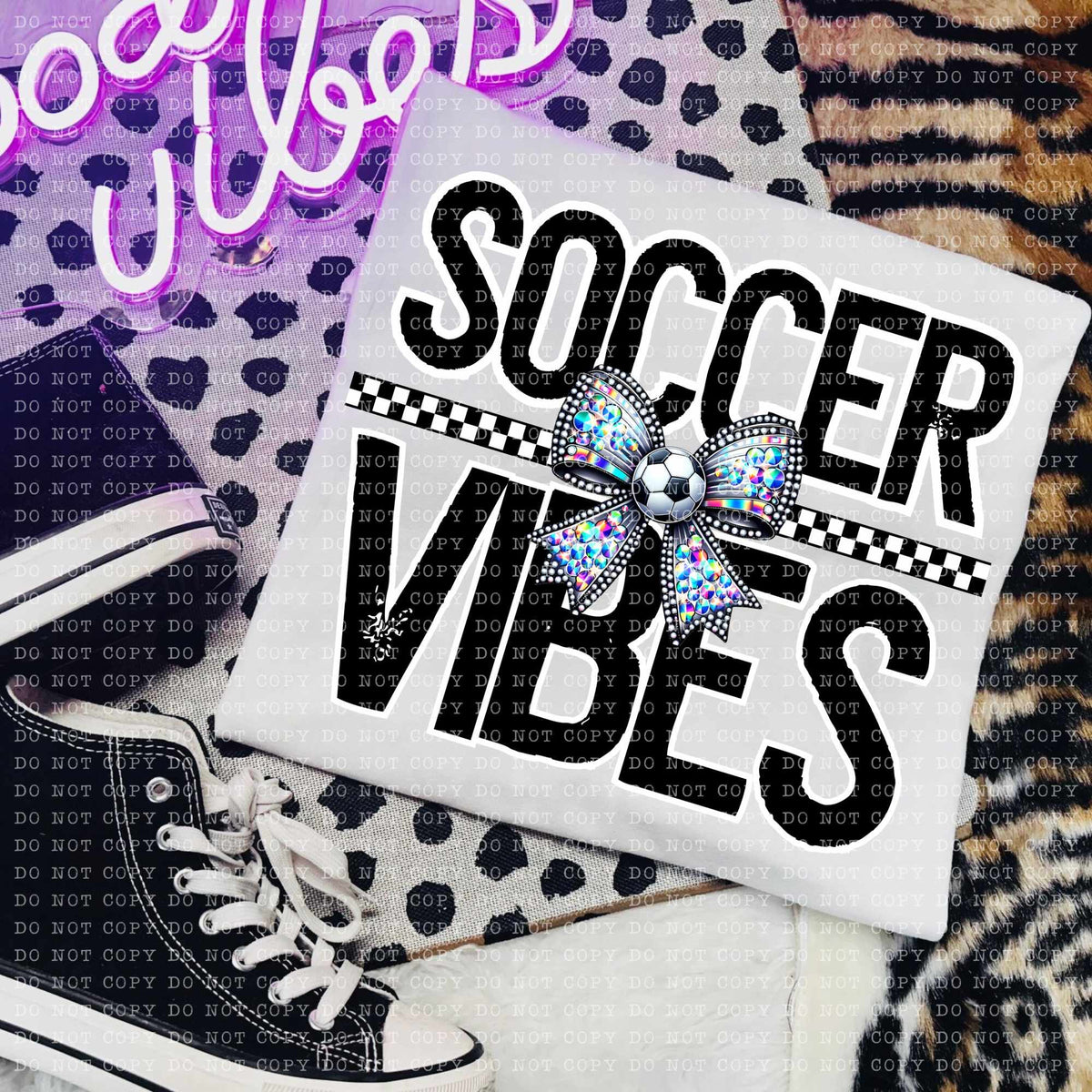 Soccer vibes rhinestone bow (ECHT) 58802 DTF transfer