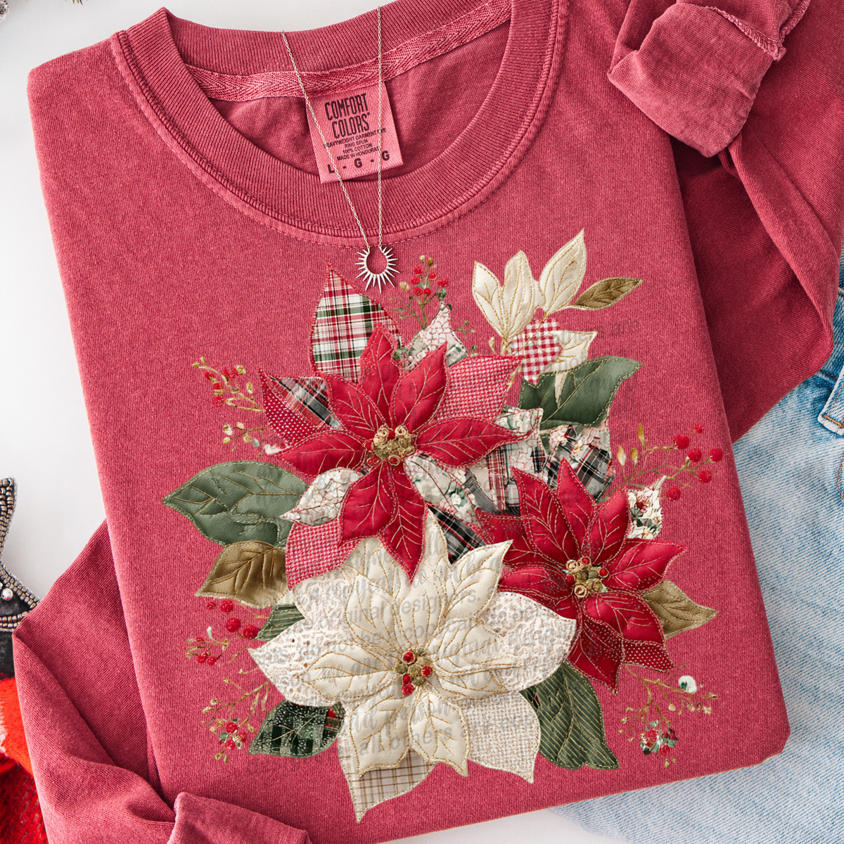 Faux Fabric Christmas Florals (TTD) DTF Transfer
