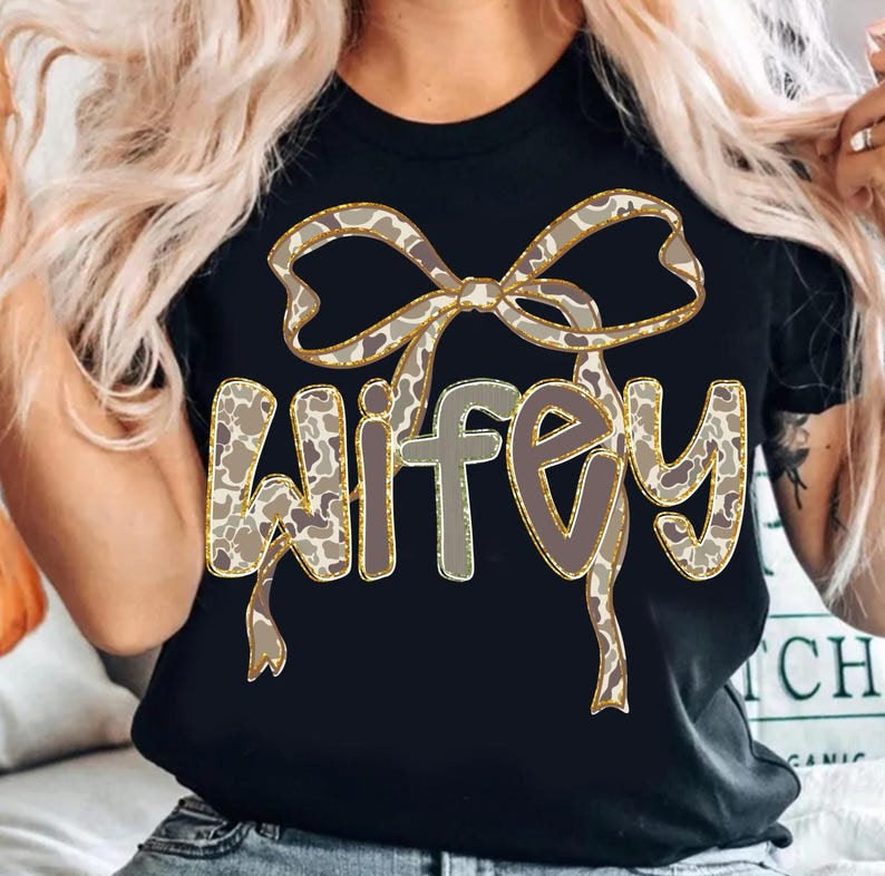 Wifey Camo Bow DTF Transfer