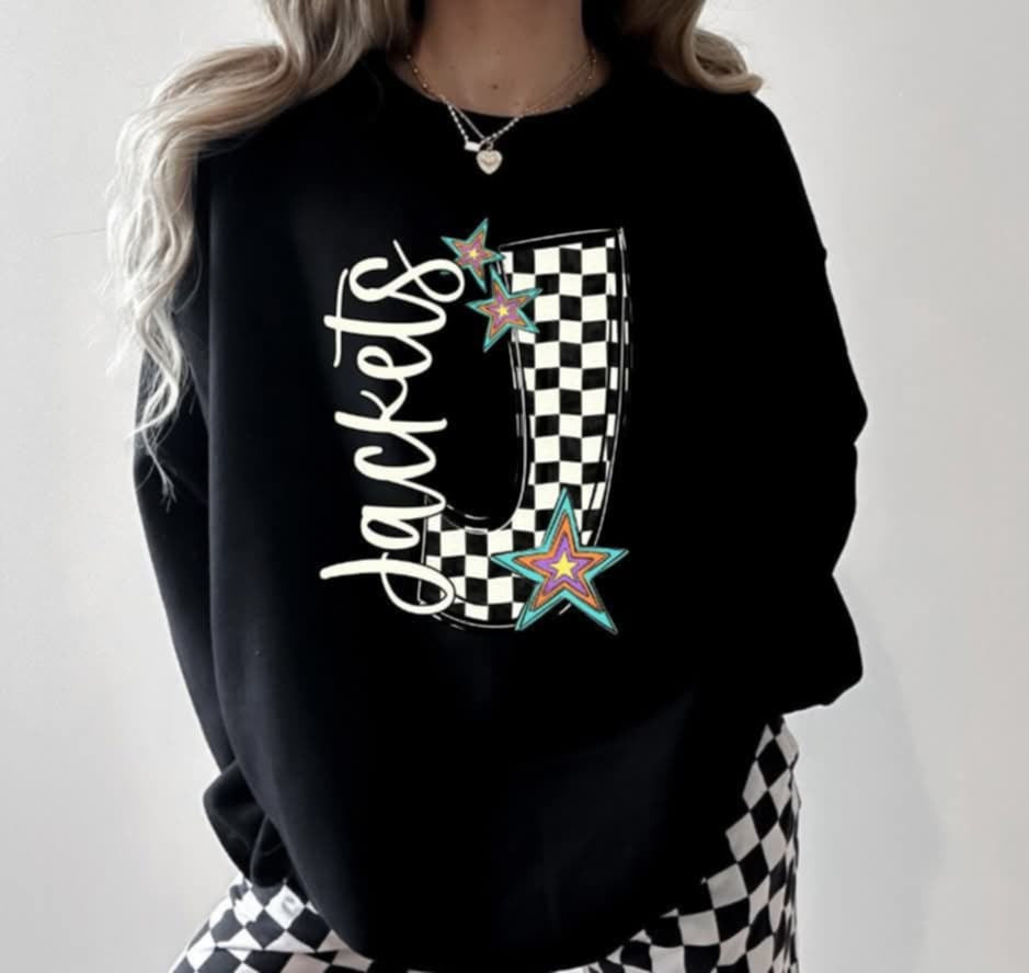 J jackets checkered with stars (S&G) 87080 DTF transfer
