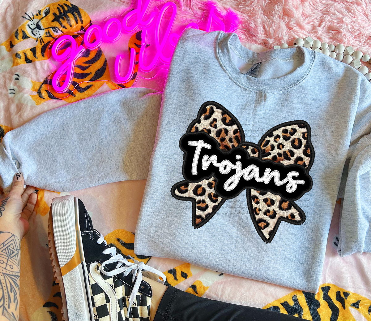 Trojans Faux Embroidery Bow 30535 DTF transfer