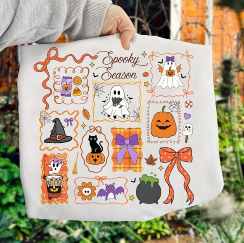 Spooky Season frames and bows DTF transfer