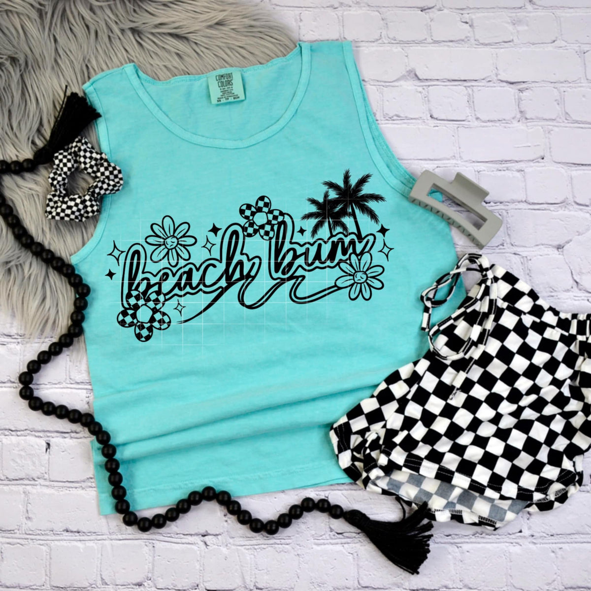 Beach bum doodles BLACK (CSC) 98741 DTF transfer