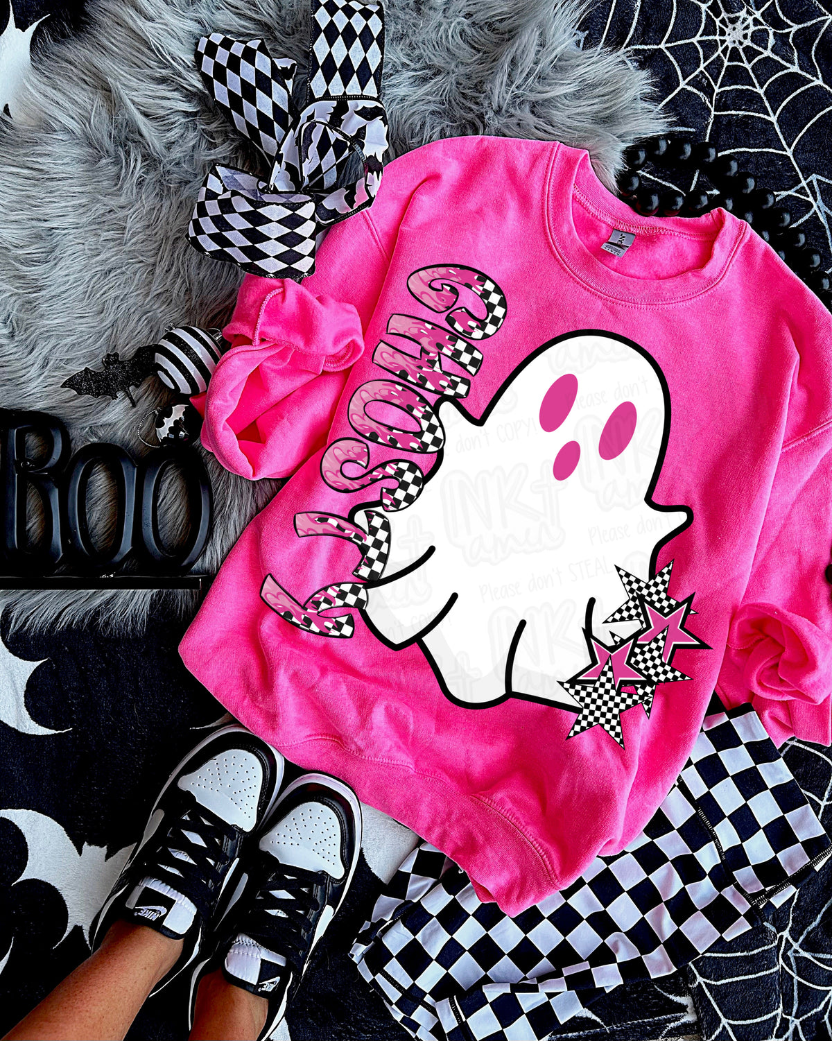 Ghosty with checkered stars (INK) DTF transfer