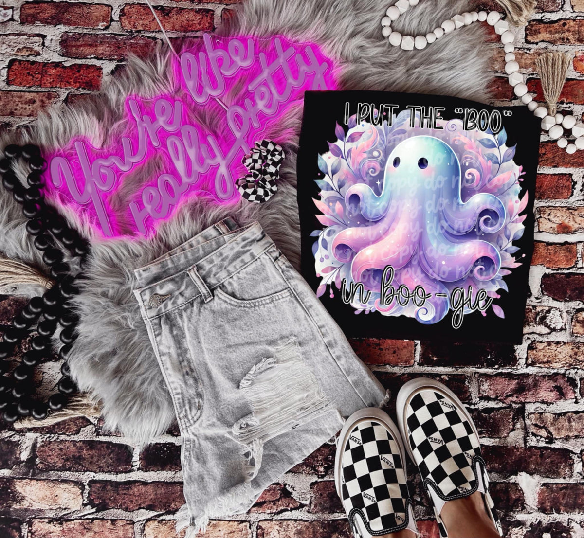 Boo In Boujee Swirly pastel ghost (DD) DTF transfer