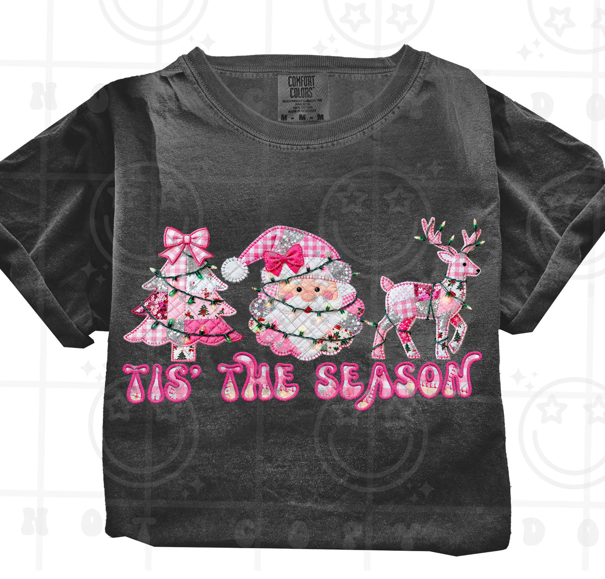 Tis the season tree Santa reindeer pink plaid  (HW) DTF Transfer