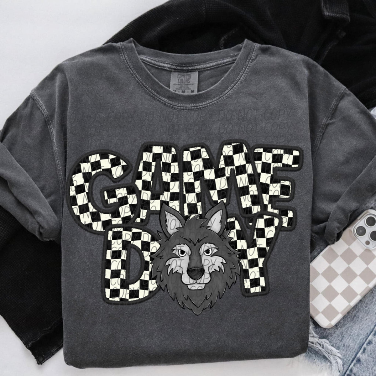 Game day wolf checkered (CITY) 91361 DTF transfer