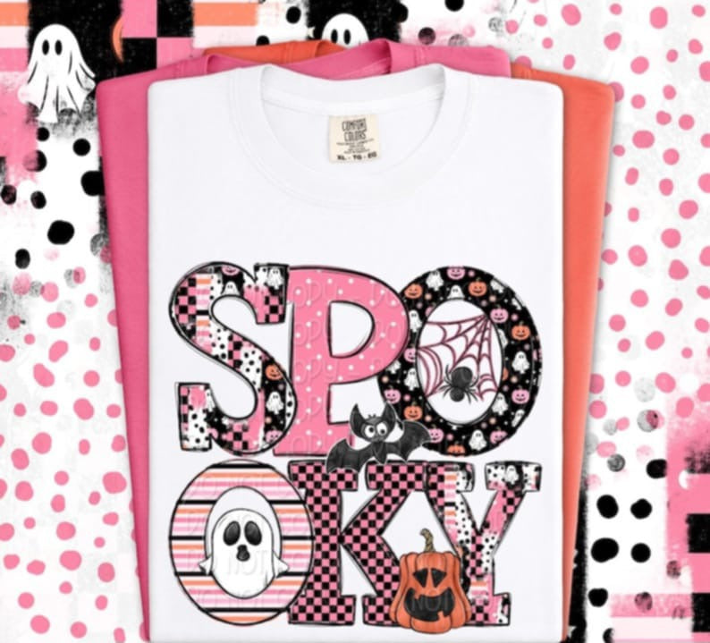 Spooky pink letters DTF transfer