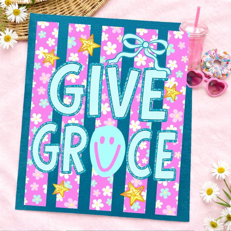 Give Grace flower stripes Sunday Special DTF transfer