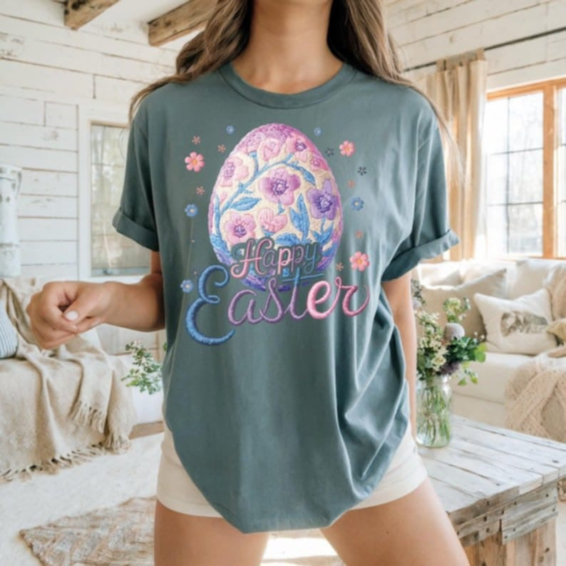 Happy Easter floral egg 87789 DTF transfer