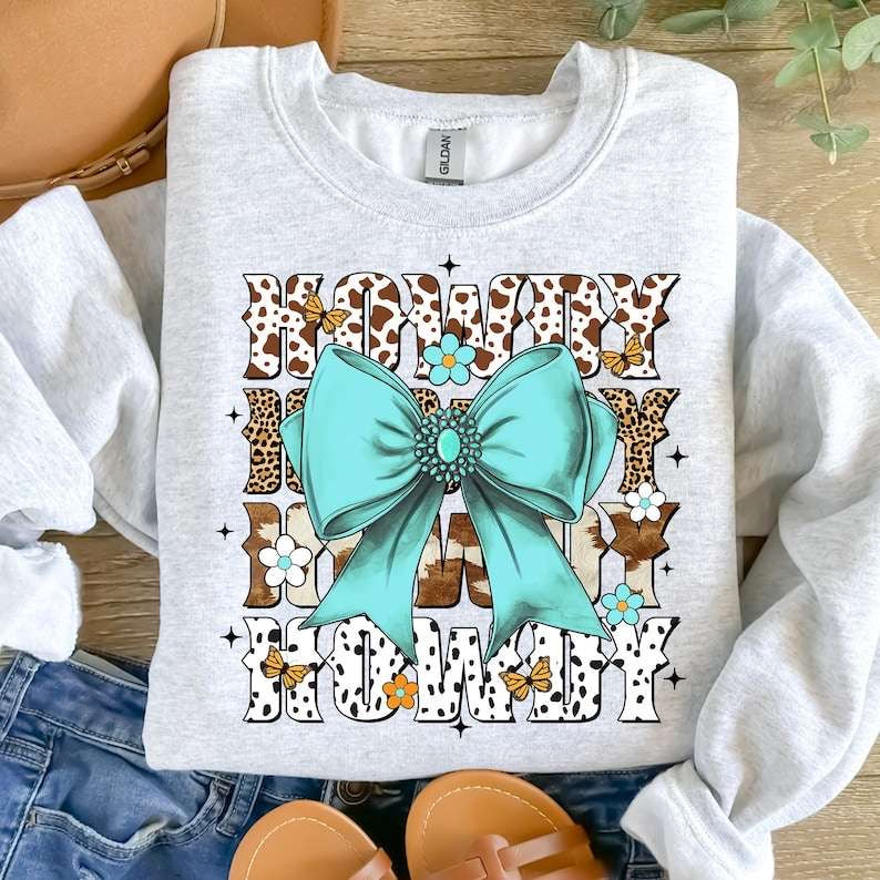 Howdy stacked turquoise bow 62274 DTF transfer