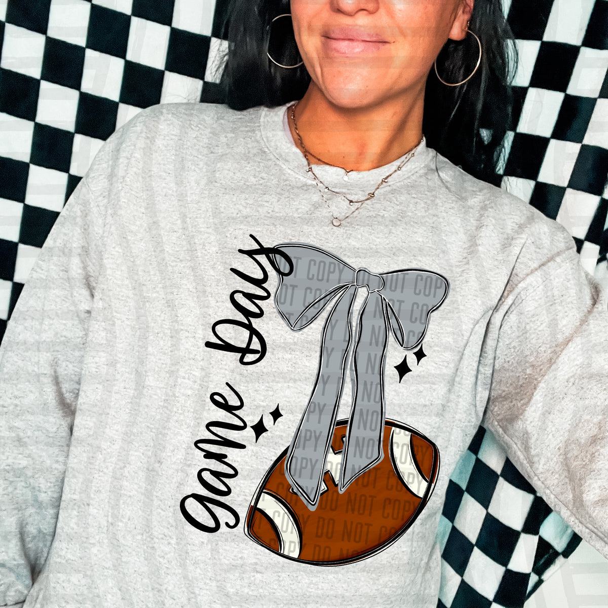 Game day football GRAY bow (Caplinger) DTF Transfer