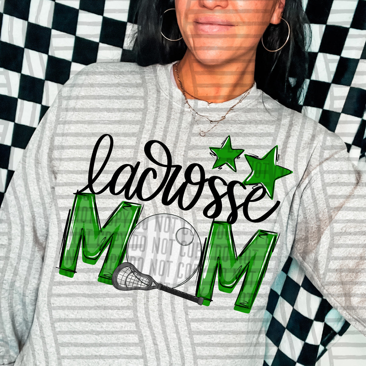 lacrosse mom green stars (Caplinger) DTF transfer