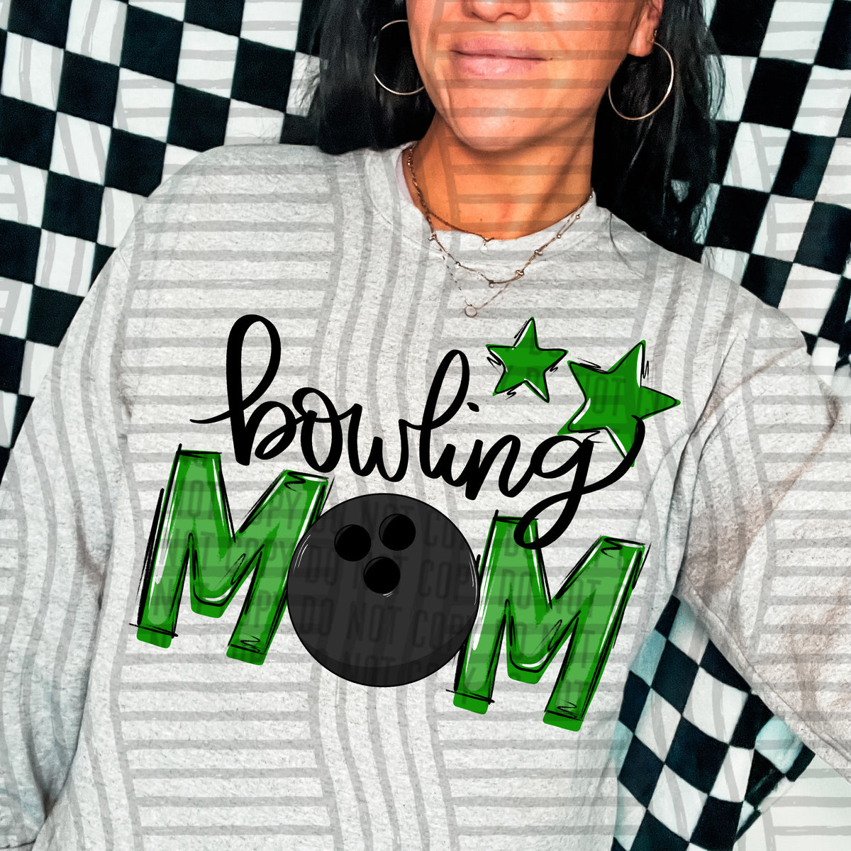 bowling mom green stars (Caplinger) DTF transfer