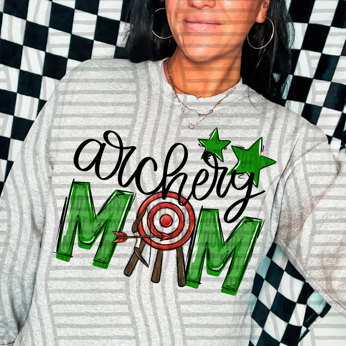 archery mom green stars (Caplinger) DTF transfer
