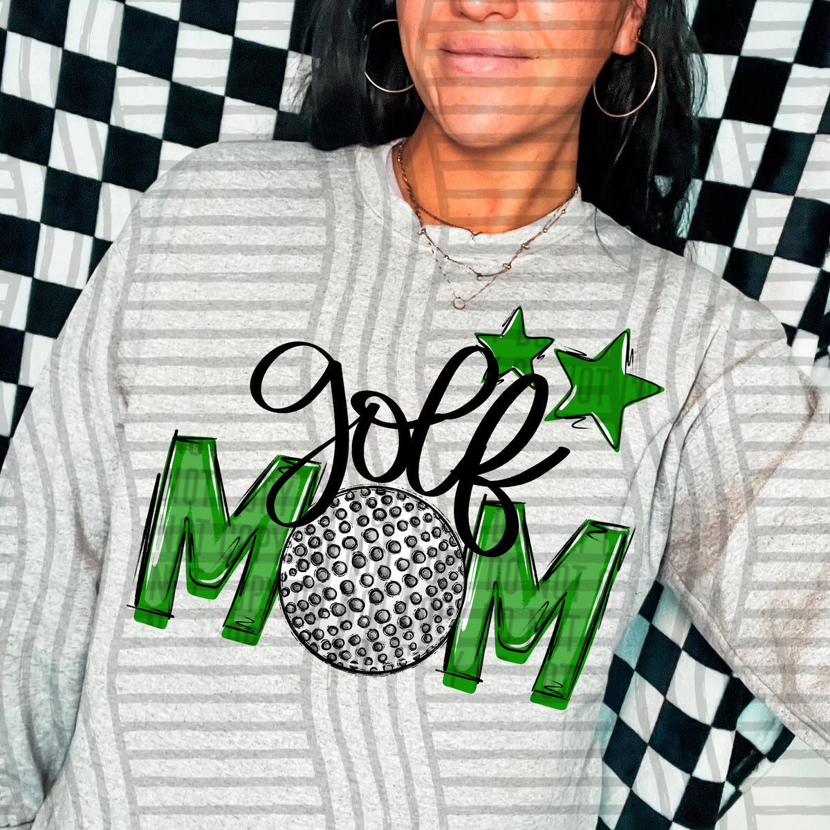 golf mom gray green stars (Caplinger) DTF transfer