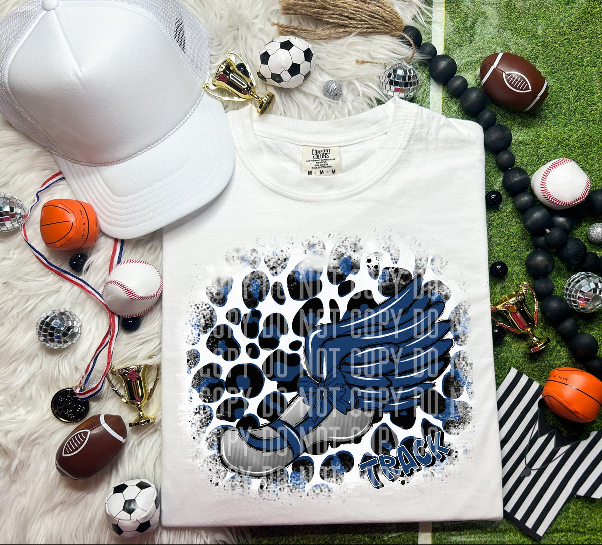 Track Shoe Leopard Background Navy Blue (Caplinger) DTF transfer