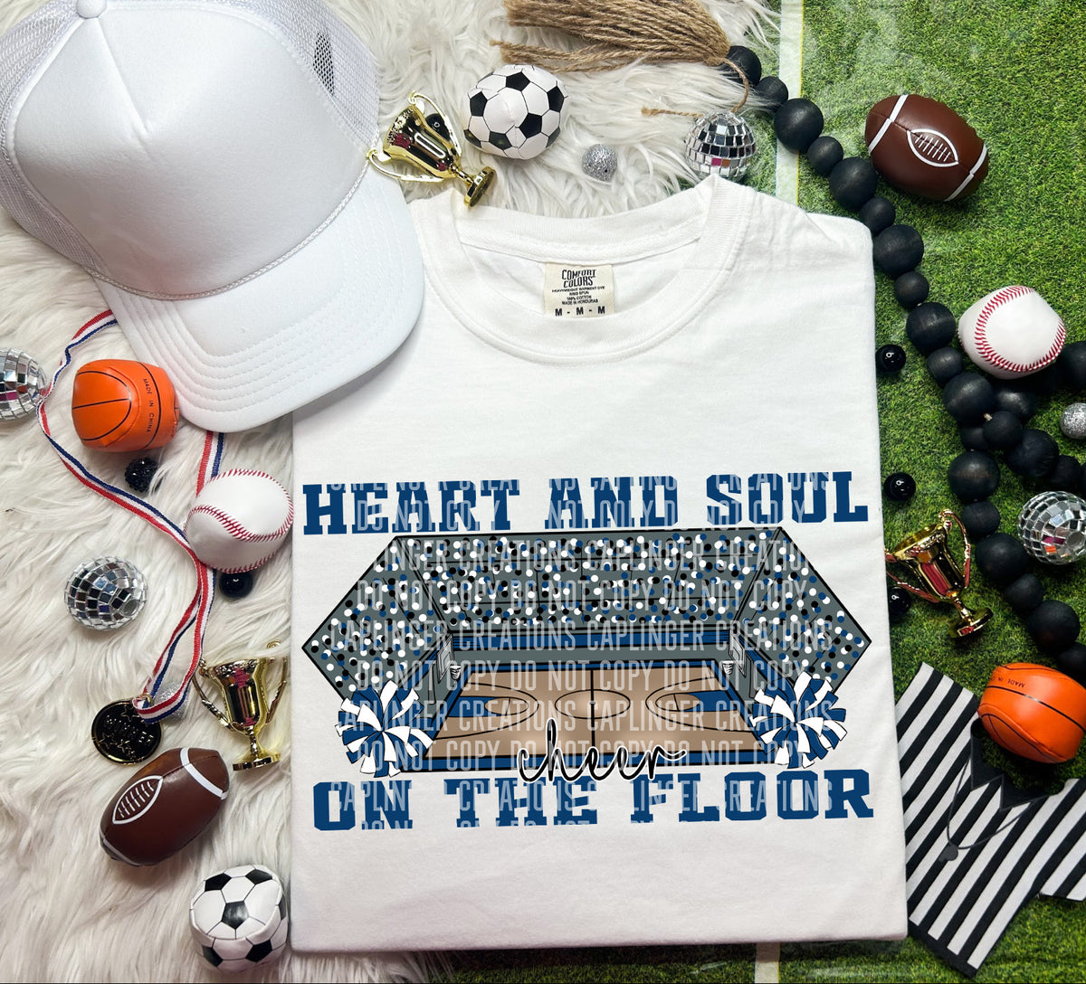 Heart and Soul on the floor Cheer Navy Blue (Caplinger) DTF transfer