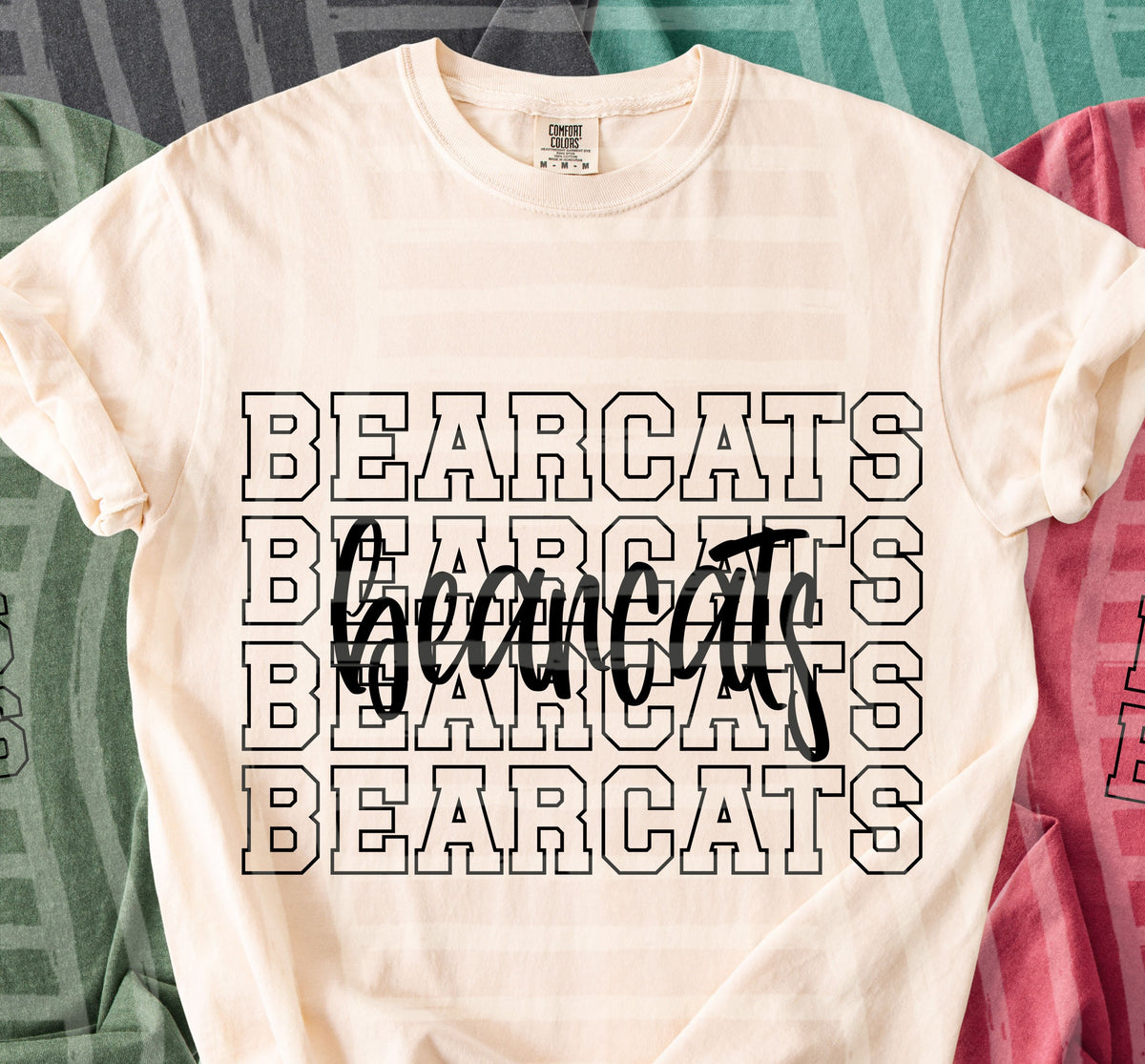 bear cats simple stacked outlines (Caplinger) DTF Transfer