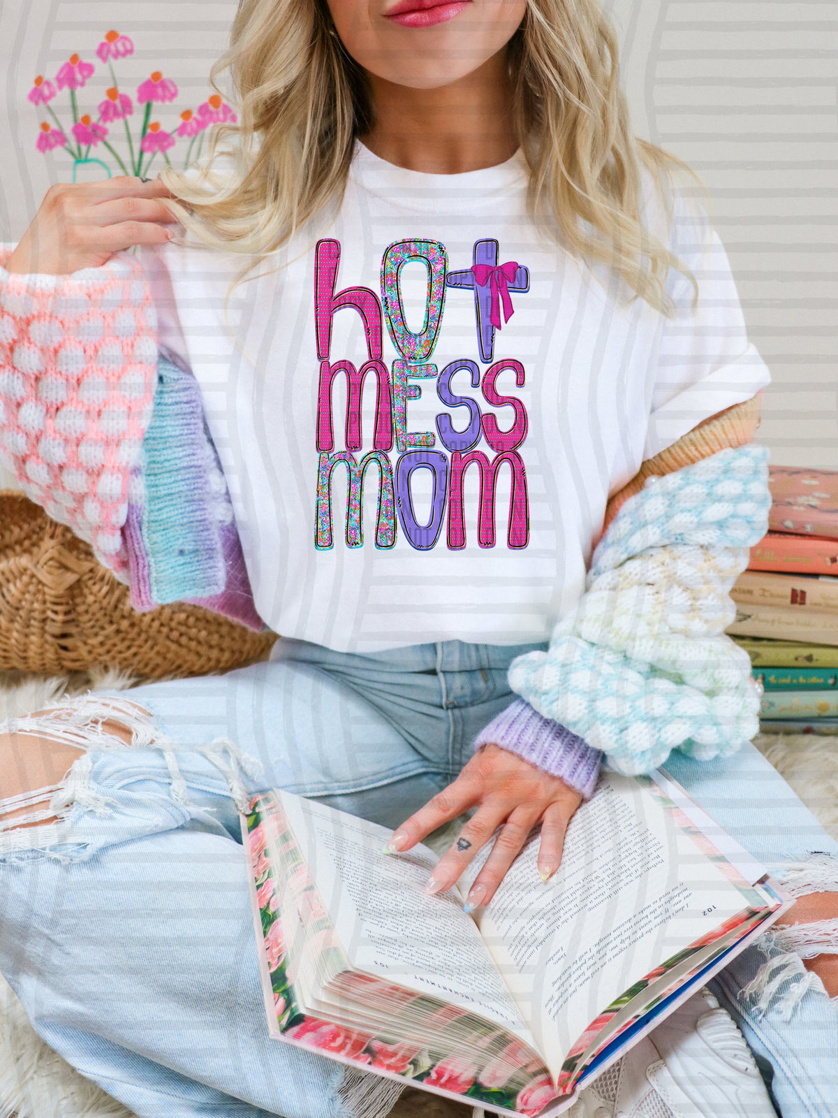 hot mess mom pastel colors (Caplinger) DTF Transfer