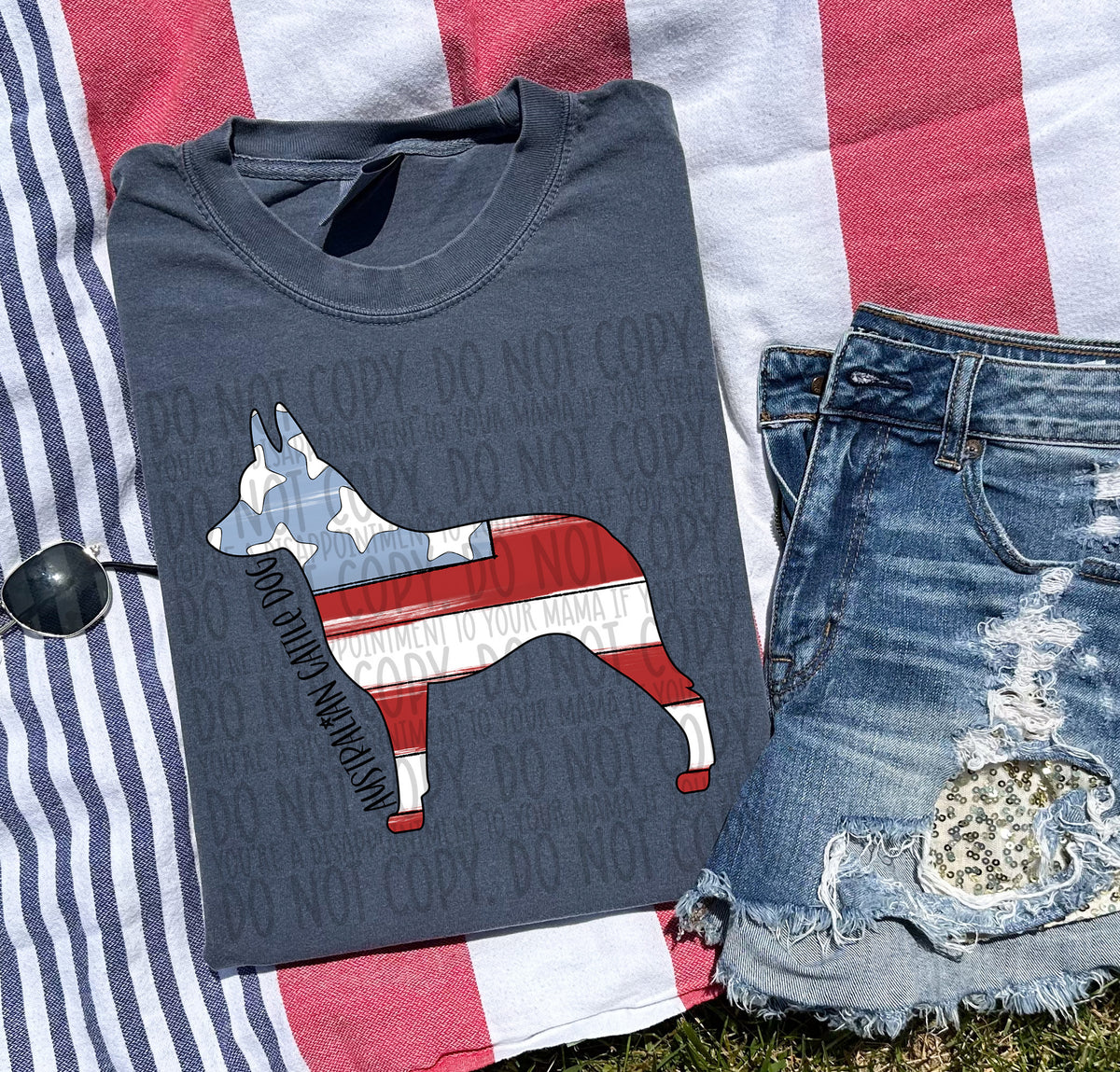 AUSTRALIAN CATTLE DOG patriotic black (SWD) DTF transfer