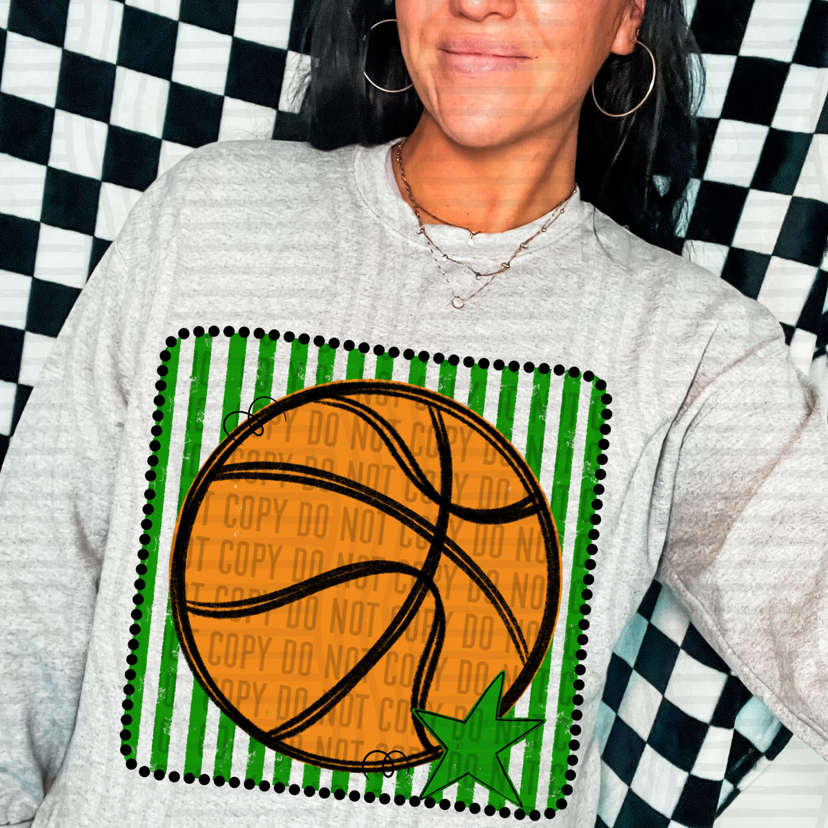 Basketball green striped frame (Caplinger) DTF transfer