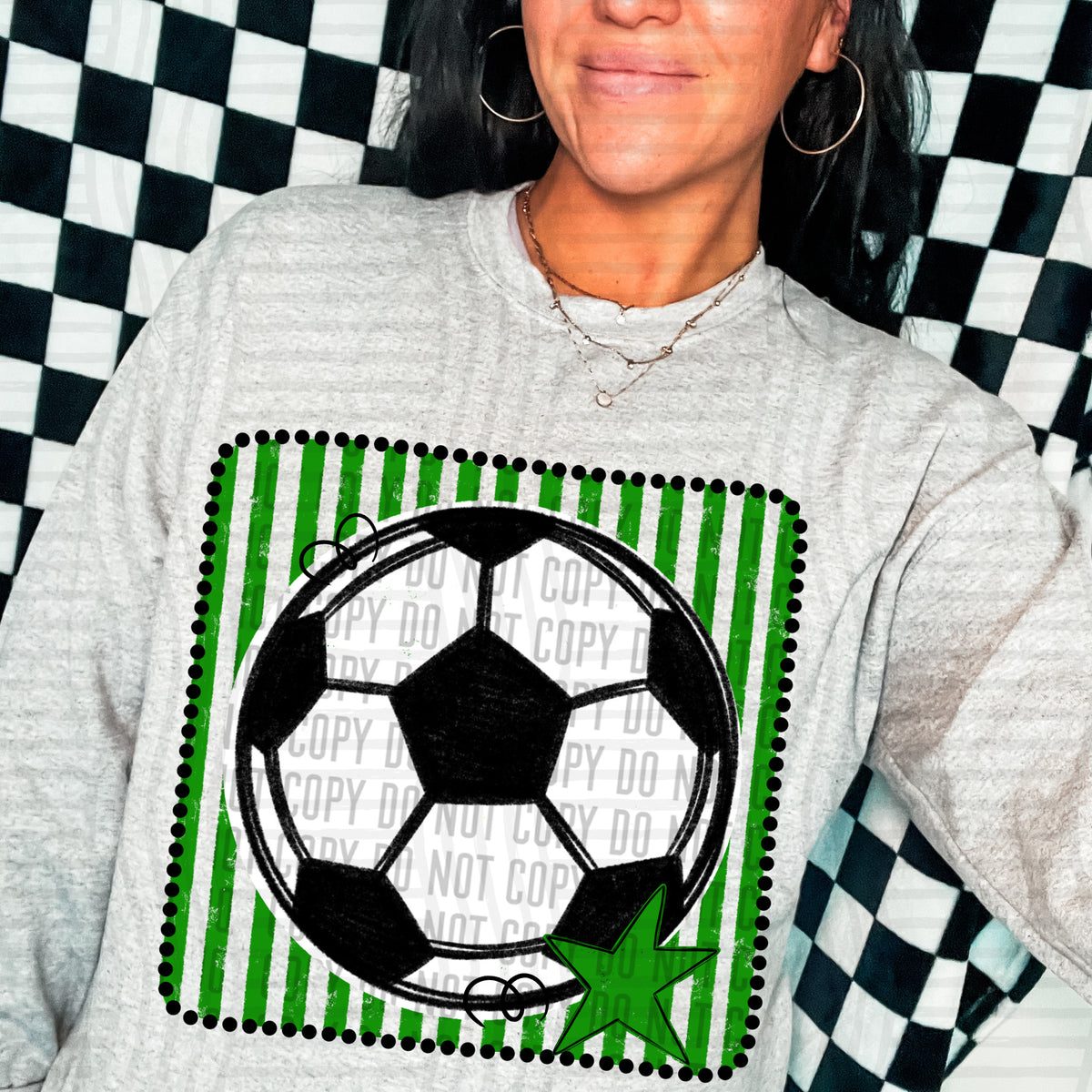 Soccer green striped frame (Caplinger) DTF transfer