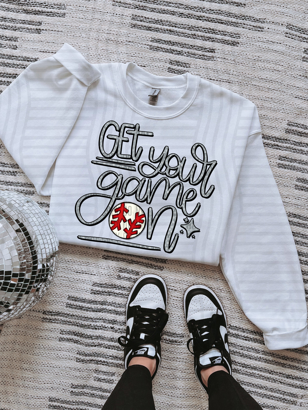 grey get your game day on baseball twinkle stars (caplinger) DTF Transfer