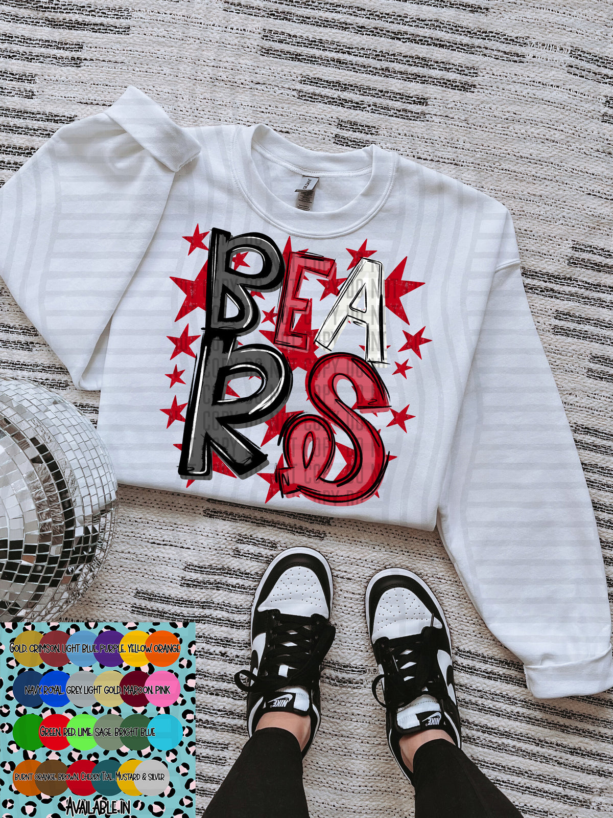 bears black white and red with red stars (Caplinger) DTF Transfer