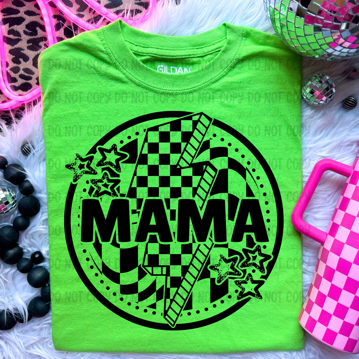 Mama Black Checkered Bolt (REVEL) DTF transfer
