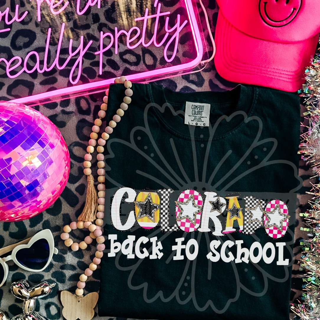 colorado back to school patterned letters (vehement) DTF Transfer