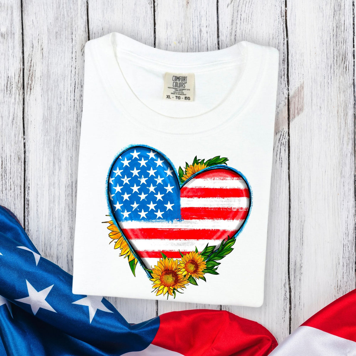 Flag Heart-47006-DTF transfer