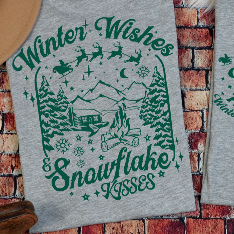 Winter Wishes *Green* (BACK ONLY) 68340 DTF Transfer