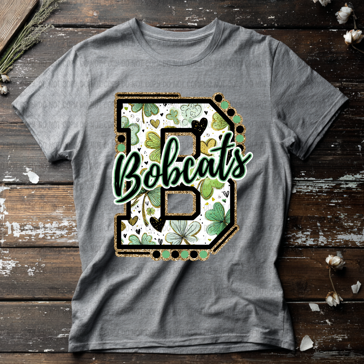 Bobcats letter St. Patrick's Day GREEN (Revel) DTF Transfer