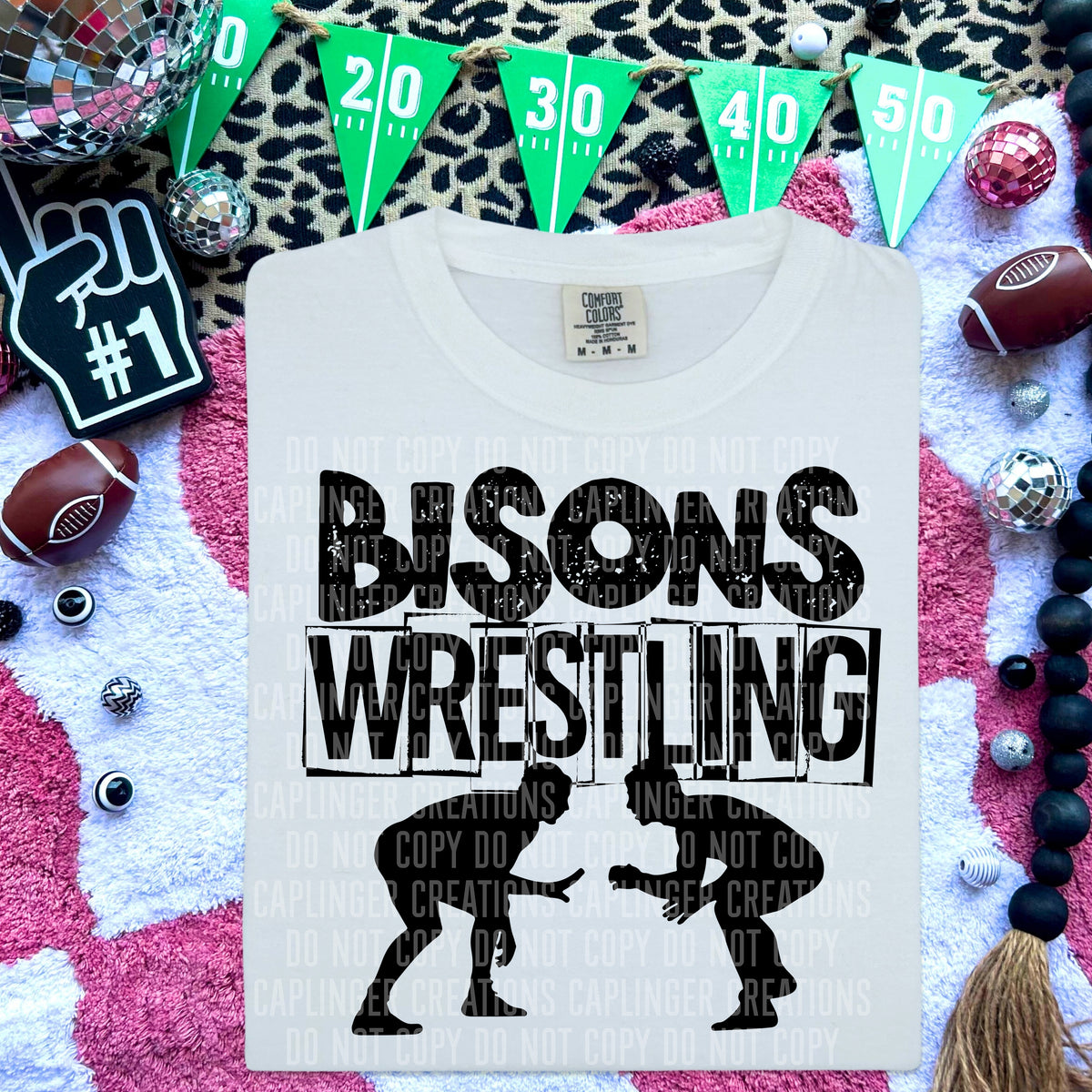 Bisons Wrestling (Caplinger) DTF transfer