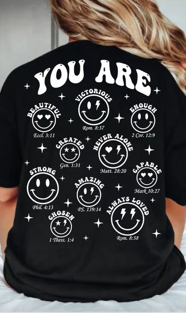 You are happy faces WHITE BACK 80934 DTF transfer