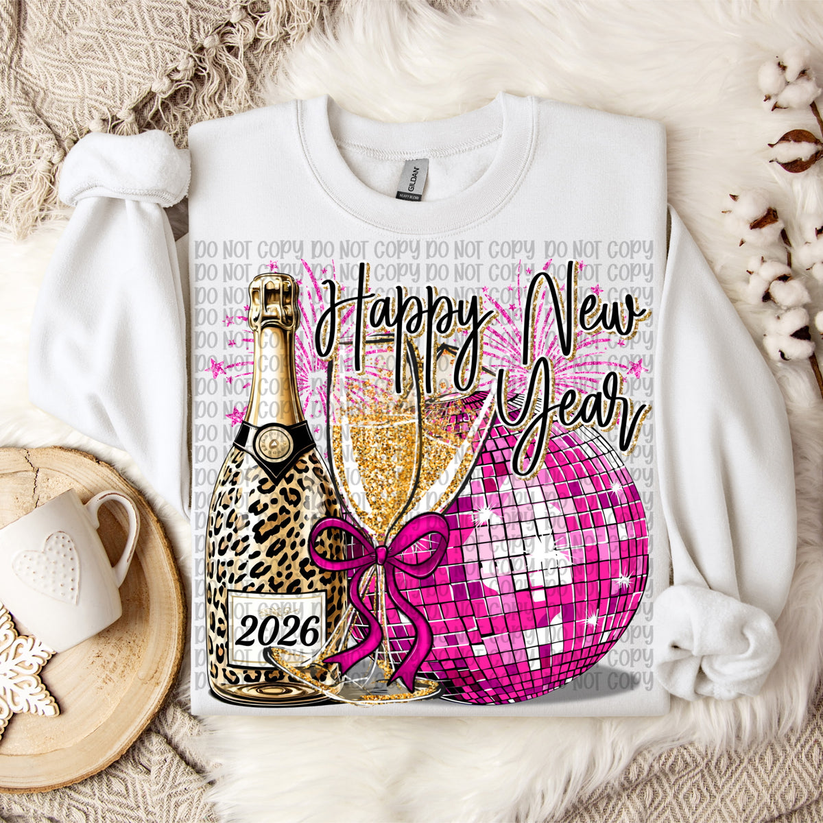 Happy New Year Champagne and Disco Ball (VP) DTF transfer