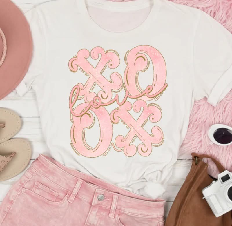 Xoxo light pink (s&g) DTF transfer