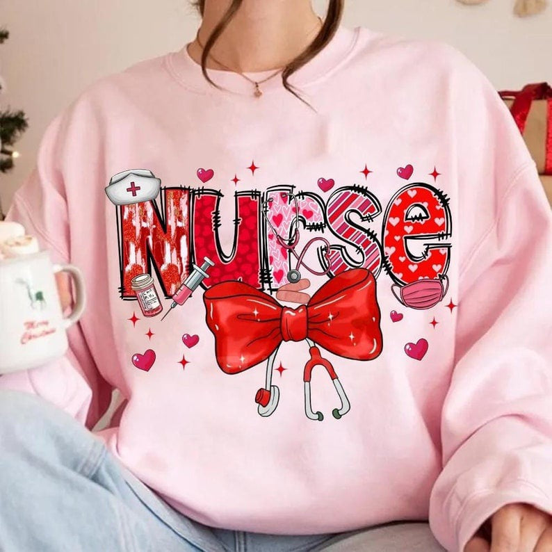 Nurse valentine bow 75929 DTF transfer