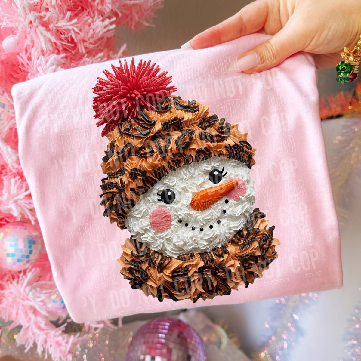 Snowman leopard hat (faux icing) (SBB) DTF Transfer