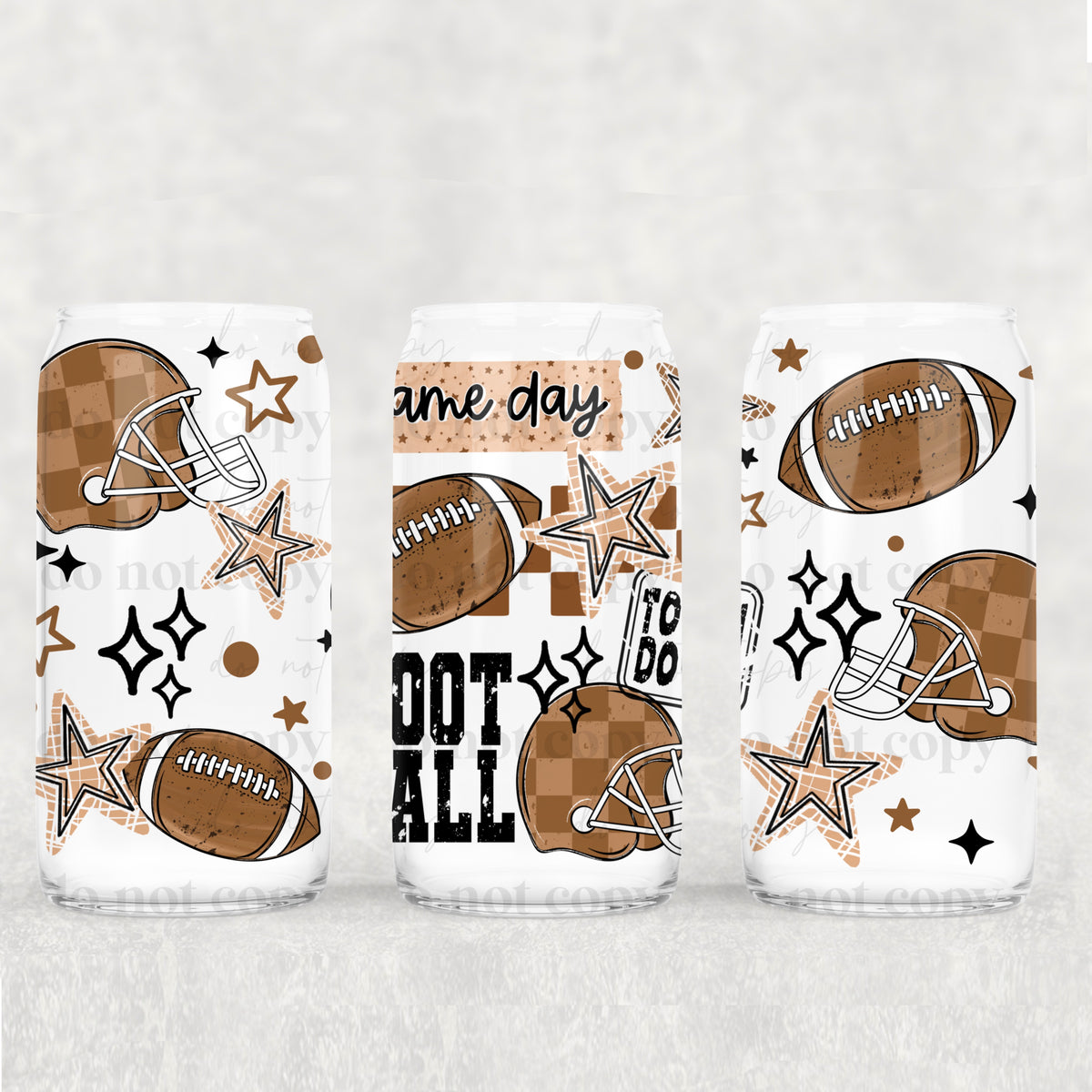 Game day football and checker helmets (CSC) UV DTF WRAP
