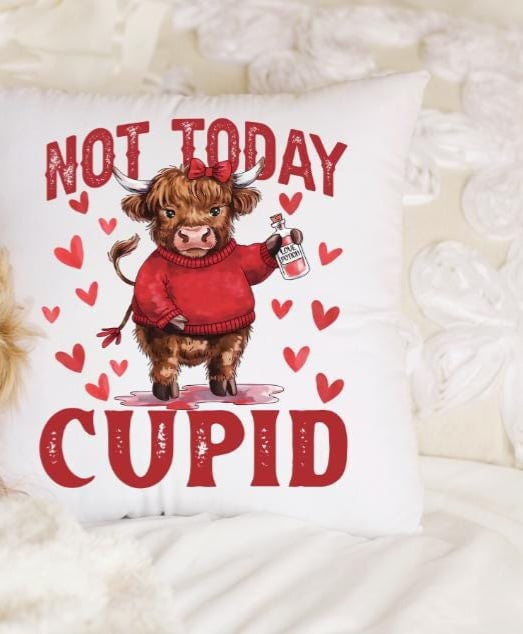 Not today cupid red shaggy cow 75872 DTF transfer